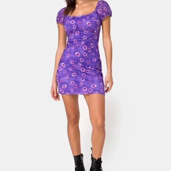 strapless open back dress Galaca Mini Dress in Ditsy Rose Lilac main image 1